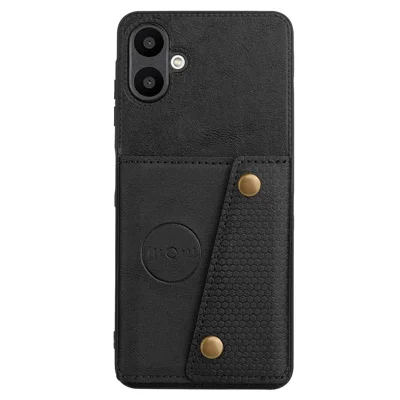 For Samsung Galaxy A06 4G Case Card Slots Kickstand Leather + TPU Phone Cover - Black
