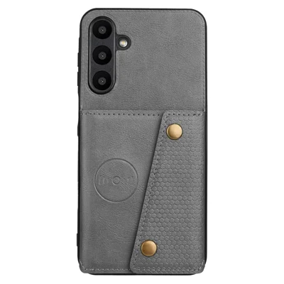 For Samsung Galaxy A16 5G / A16 4G Case Card Slots Kickstand Leather + TPU Phone Cover - Grey