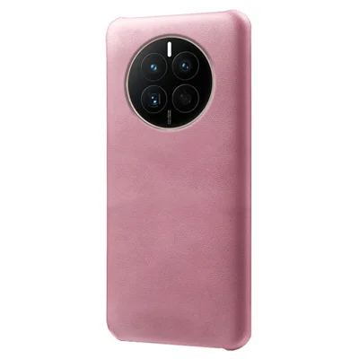 Para Huawei Mate 50 4g Textura de Textura de Textura de Bezerro de Amortecedor de Choque Traseiro de Couro pu Com Revestimento de Couro Hard pc Anti-lip Tampa de Telefone Protetora - Rosa Ouro