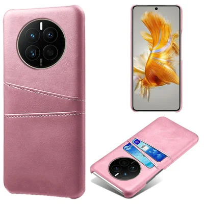 For Huawei Mate 50 4G Anti-scratch PU Leather+PC Hard Case Dual Card Slots Protective Phone Cover - Rose Gold