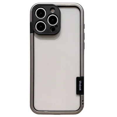 WOLMTT voor iPhone 15 Pro Max hoesje met kleurrijk frame, zacht TPU transparant telefoonhoesje - Grijs