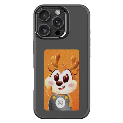 For iPhone 16 Pro Max E Ink Phone Cover 4-Color Display Pattern Customized Case - Black