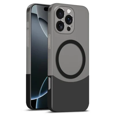 For iPhone 16 Pro Max Case Compatible with MagSafe Splicing Color Drop-Proof PC Phone Cover - Black