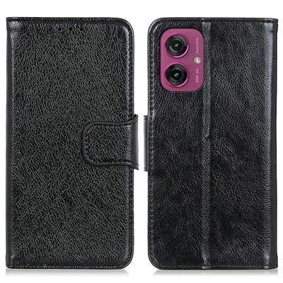 Voor Motorola Moto G55 5G hoesje Nappa structuur gespleten lederen portemonnee telefoonhoes - Zwart