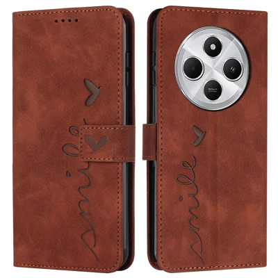 For Xiaomi Redmi 17C 4G / 14R 5G / 14C 4G / A4 5G / A3 Pro 4G / Poco C75 4G / M7 5G Case Viewing Stand PU Leather Phone Cover Imprinted Pattern - Brown