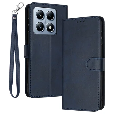 For Xiaomi 14T Case Flip Stand PU Leather Wallet Phone Cover Calf Texture - Sapphire