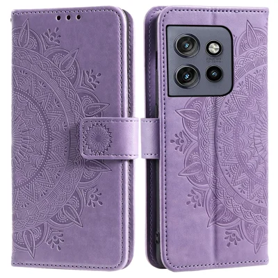 For Motorola Edge 60 Neo 5G / Edge 50 Neo 5G / Moto S50 5G / ThinkPhone 25 5G Case Imprinted Totem PU Leather Wallet Stand Phone Cover - Purple