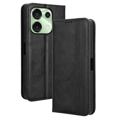 For Umidigi G9 5G / G9A 4G / G9C 4G / G9T 4G / Note 90C / Note 90A / Note 90 Leather Case Wallet Stand Retro Texture Phone Cover - Black