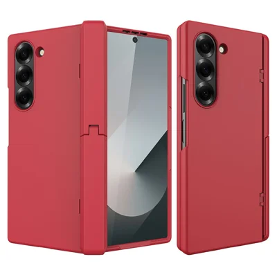 For Samsung Galaxy Z Fold6 5G Case Kickstand Hard PC Phone Cover with Screen Film - Red