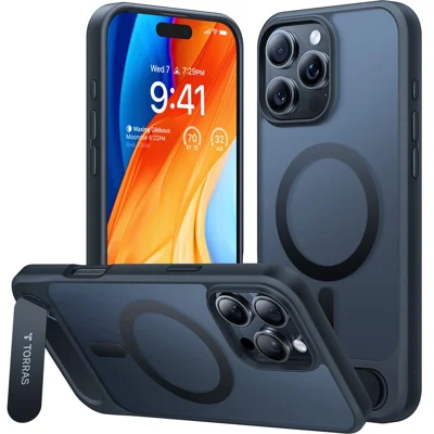 TORRAS Ostand L1 Series For iPhone 16 Pro Case Kickstand TPU+PC Phone Cover Compatible with MagSafe - Black