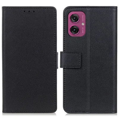 For Motorola Moto G55 5G Case PU Leather Stand Wallet Phone Cover - Black