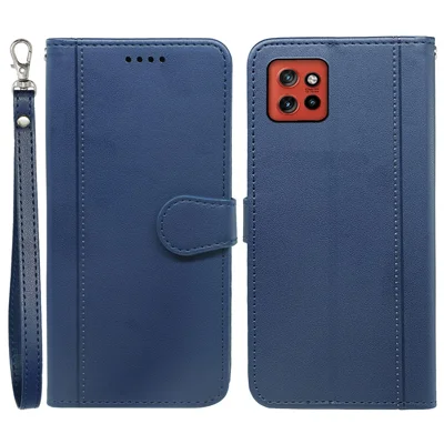 For Motorola Edge 60 Neo 5G / Edge 50 Neo 5G / Moto S50 5G / ThinkPhone 25 5G Wallet Case Magnetic Snap Leather Phone Cover with Strap - Blue