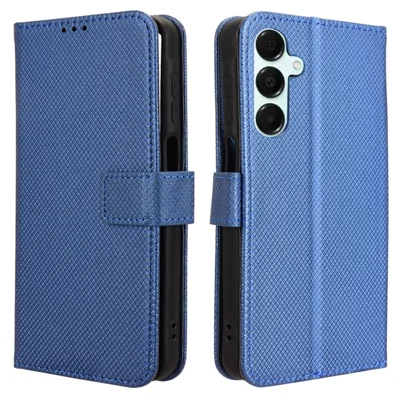 For Samsung Galaxy A16 5G / A16 4G Case PU Leather Diamond Texture Wallet Phone Cover - Blue