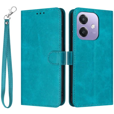 Stand Phone Case For Oppo A5x 5G / A3x 4G / 5G (India) / A3 4G / 5G / A40 4G / A60 5G PU Leather Wallet Cover Calf Texture - Green