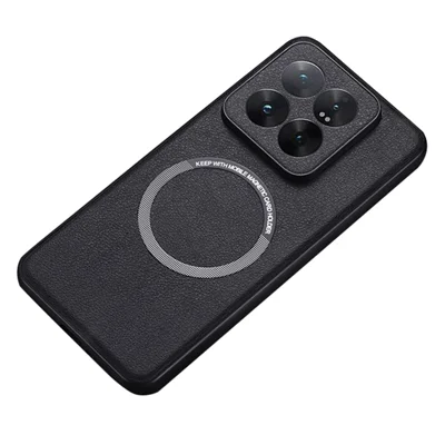 For Xiaomi 14T Pro Magnetic Case Anti-Drop PU Leather+TPU Cover - Black