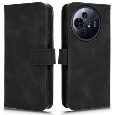 For TCL 50 Nxtpaper 5G Leather Case Skin-Feel Anti-Drop Wallet Flip Phone Cover - Black