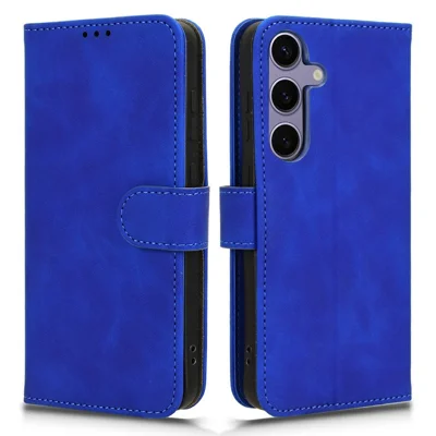 For Samsung Galaxy S24 FE Leather Case Skin-Feel Anti-Drop Wallet Flip Phone Cover - Blue
