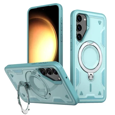 For Samsung Galaxy S23+ Case Magnetic Case Military Protection PC+TPU Kickstand Phone Cover - Baby Blue