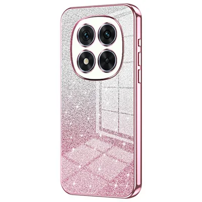 Til Xiaomi Redmi Note 14 Pro 5G / Poco X7 5G Etui med elektropladeret gradientglitter TPU-etui - Pink