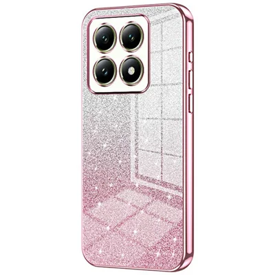 For Xiaomi 14T Case Electroplating Gradient Glitter TPU Phone Cover - Pink