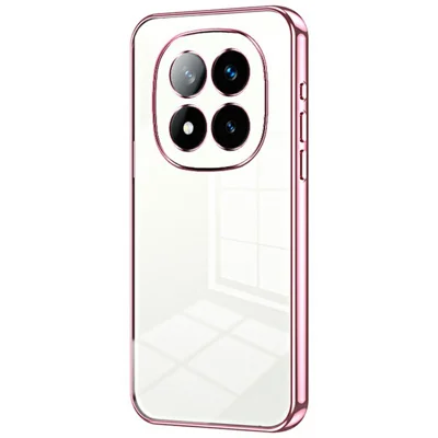 For Xiaomi Redmi Note 14 Pro+ 5G Case Electroplating Frame Soft TPU Phone Cover - Pink