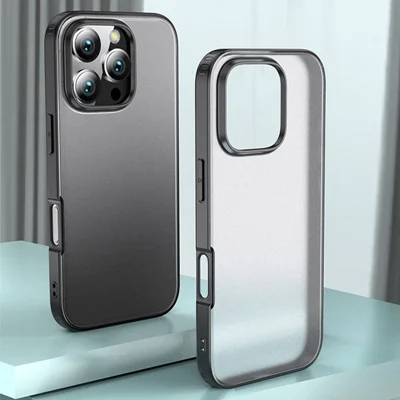 For iPhone 16 Pro Max Case PC+TPU Phone Cover Airbag Protection - Black
