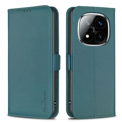BINFEN COLOR BF31 For Xiaomi Redmi Note 14 Pro+ 5G / Note 14 Pro 5G / Poco X7 5G Case PU Leather Flip Folio Phone Wallet Cover - Green