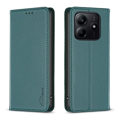 BINFEN COLOR BF18 For Xiaomi Redmi Note 14 5G Leather Case Card Slots Phone Cover - Green