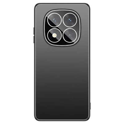 غطاء هاتف لـ Xiaomi Redmi Note 14 Pro+ 5G، غطاء خلفي غير لامع من PC+TPU مع فيلم عدسة - أسود