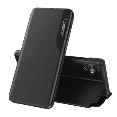 For Samsung Galaxy A06 4G Case View Window PU Leather Stand Cover - Black