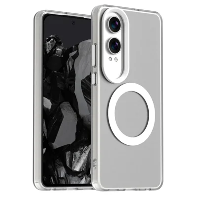 Candy Series For OnePlus Nord CE4 Lite 5G / Oppo K12x 5G (China) Magnetic Case PC+TPU+PET Anti-Drop Phone Cover - White