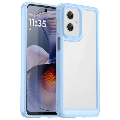 Voor Motorola Moto G55 5G hoesje TPU + Acryl Beschermend Transparant Telefoonhoesje - Blauw