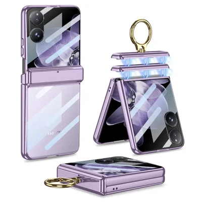 GKK For Xiaomi Mix Flip 5G Case Kickstand Magnetic Hinge PC Phone Cover with Screen Film - Purple