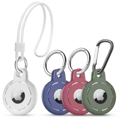 4Pcs For Apple AirTag Protective Case Pets Bluetooth-compatible Tracker Anti-Lost Silicone Cover - White / Blue / Green / Red