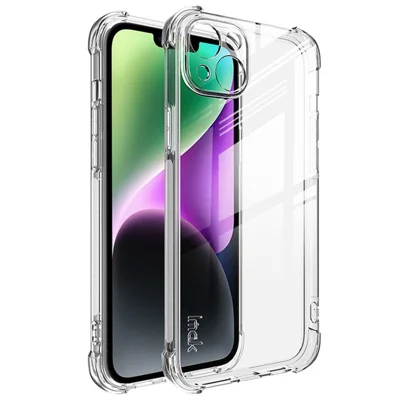 IMAK For iPhone 14 Plus Flexible TPU Clear Phone Back Cover Four Corners Airbag Anti-drop Case - Translucent
