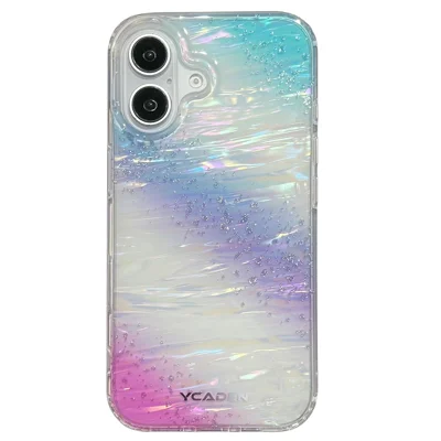 For iPhone 16 Case Colorful Design Shockproof Hard PC Phone Shell - Blue / Red