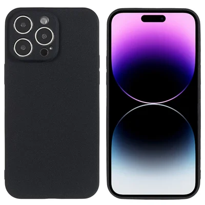 For iPhone 14 Pro Anti-scratch Phone Back Case Double-Sided Matte Soft TPU Anti-fingerprint Phone Cover - Black