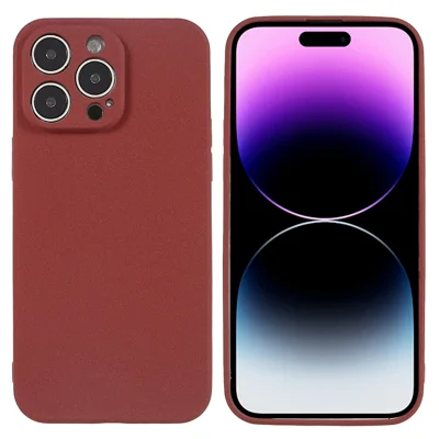 For iPhone 14 Pro Anti-scratch Phone Back Case Double-Sided Matte Soft TPU Anti-fingerprint Phone Cover - Wine Red