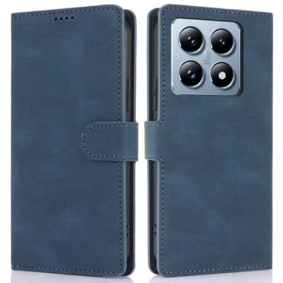 For Xiaomi 14T Case PU Leather Phone Cover with Wallet Stand View - Blue
