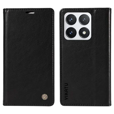YIKATU YK-006 For Xiaomi 14T Pro Case Wallet Litchi Grain Leather Phone Cover Magnetic Auto-Absorbed - Black