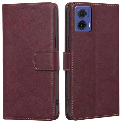 For Motorola Moto G85 5G / S50 Neo 5G Case Leather Phone Cover with RFID Blocking Wallet - Wine Red