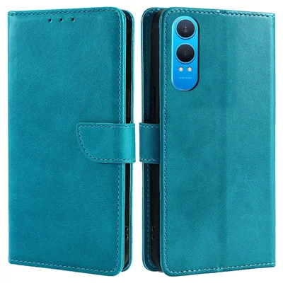 For OnePlus Nord CE4 Lite 5G / Oppo K12x 5G (China) Wallet Case Calf Texture Leather Phone Cover - Baby Blue