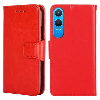 For OnePlus Nord CE4 Lite 5G / Oppo K12x 5G (China) Case Wallet PU Leather + TPU Folding Stand Phone Cover - Red