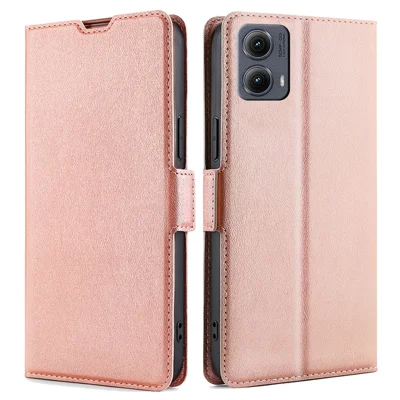 For Motorola Edge (2024) 5G Case Card Holder PU Leather Phone Cover - Rose Gold
