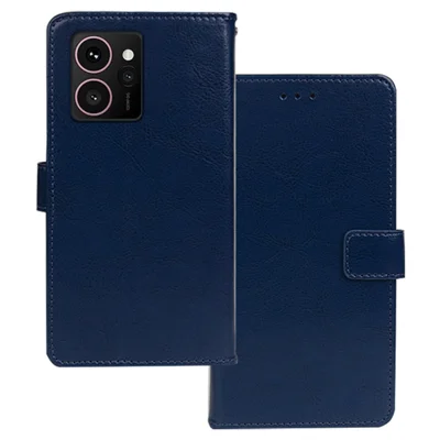 IDEWEI voor HMD Skyline hoesje met kaarthouders lederen telefoonhoes crazy horse structuur - Blauw