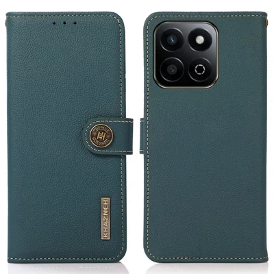 KHAZNEH For Honor X7c 5G / X7c 4G / 200 Smart 5G / Play 60 Plus 5G Case Genuine Cow Leather RFID Blocking Wallet Phone Cover - Green