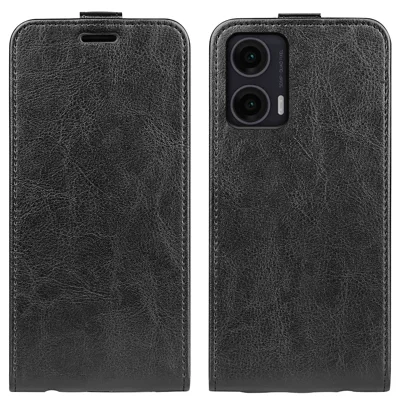 For Motorola Moto G35 5G Case with Card Slots Vertical Flip Leather Phone Cover - Black