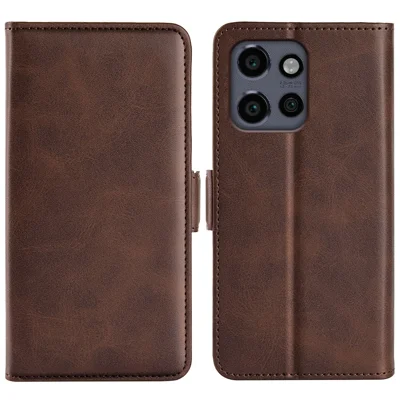 For Motorola Edge 60 Neo 5G / Edge 50 Neo 5G / Moto S50 5G / ThinkPhone 25 5G Stand Case Calf Texture Leather Wallet Phone Cover - Brown