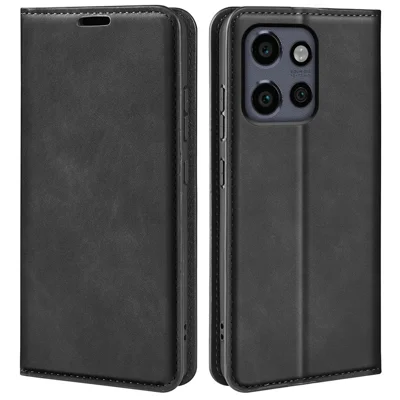 Voor Motorola Edge 50 Neo 5G / Moto S50 5G / Thinkphone 25 5G hoesje Skin-Touch Lederen Portemonnee Hoes - Zwart