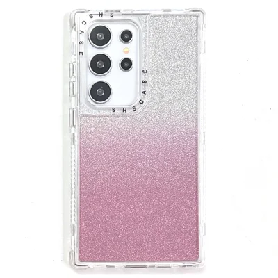 For Samsung Galaxy S24 Ultra Case Glitter Design PC+TPU Shockproof Phone Cover - Pink